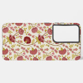 Jacobean Floral Pattern Reds Pinks Gold Cream Samsung Galaxy Hoesje (Linkerkant)