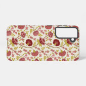 Jacobean Floral Pattern Reds Pinks Gold Cream Samsung Galaxy Hoesje (Achterkant horizontaal)
