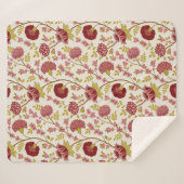 Jacobean Floral Pattern Reds Pinks Gold Cream Sherpa Deken (Voorkant (horizontaal))