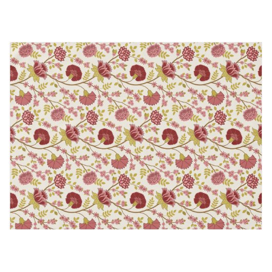 Jacobean Floral Pattern Reds Pinks Gold Cream Tafelkleed (Voorkant (Horizontaal))