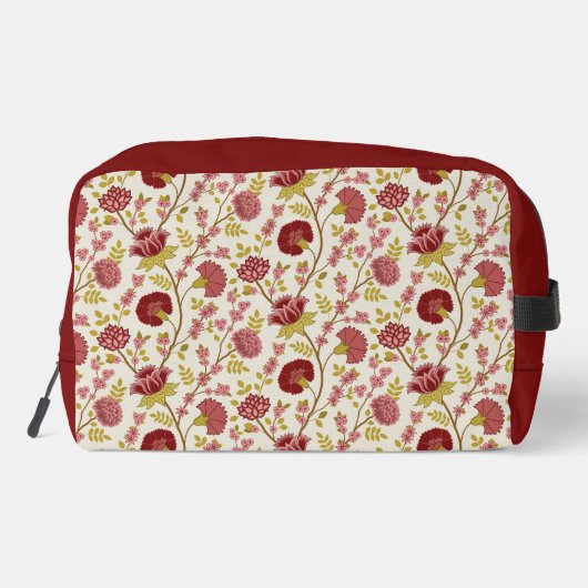 Jacobean Floral Pattern Reds Pinks Gold Cream Toilettasje (Achterkant)