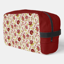 Jacobean Floral Pattern Reds Pinks Gold Cream Toilettasje