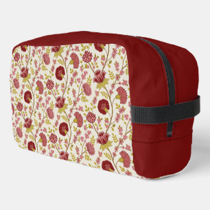 Jacobean Floral Pattern Reds Pinks Gold Cream Toilettasje