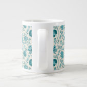 Jacobean Floral Pattern Teals op Cream Grote Koffiekop (Achterkant)