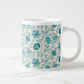 Jacobean Floral Pattern Teals op Cream Grote Koffiekop (Rechts)