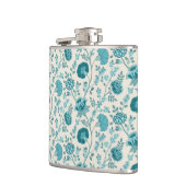 Jacobean Floral Pattern Teals op Cream Heupfles (Links)