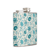 Jacobean Floral Pattern Teals op Cream Heupfles (Rechts)