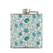 Jacobean Floral Pattern Teals op Cream Heupfles (Achterkant)
