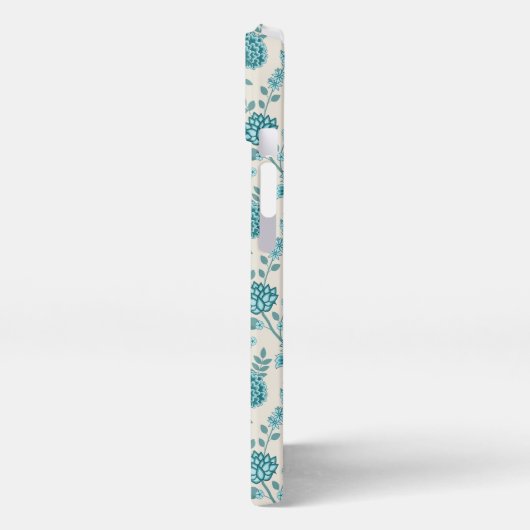 Jacobean Floral Pattern Teals op Cream iPhone Hoesje (Linkerkant)