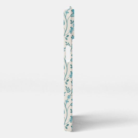 Jacobean Floral Pattern Teals op Cream iPhone Hoesje (Rechterkant)