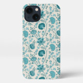 Jacobean Floral Pattern Teals op Cream iPhone Hoesje (Achterkant)
