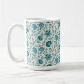Jacobean Floral Pattern Teals op Cream Koffiemok (Links)