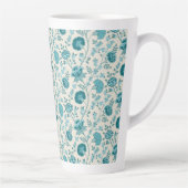 Jacobean Floral Pattern Teals op Cream Latte Mok (Rechts)