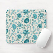 Jacobean Floral Pattern Teals op Cream Muismat (Met muis)