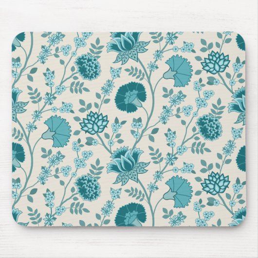 Jacobean Floral Pattern Teals op Cream Muismat (Voorkant)