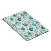 Jacobean Floral Pattern Teals op Cream Notitieboek (Rechterzijde)