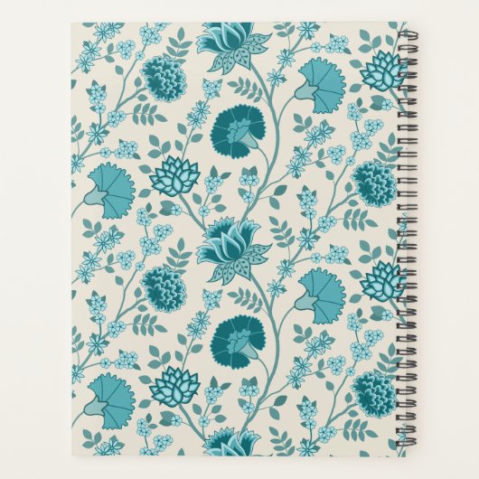 Jacobean Floral Pattern Teals op Cream Planner (Achterkant)