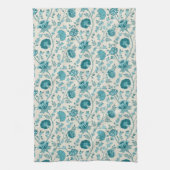 Jacobean Floral Pattern Teals op Cream Theedoek (Verticaal)