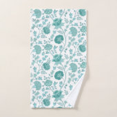 Jacobean Floral Pattern Teals op wit Bad Handdoek (Handdoek)