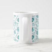 Jacobean Floral Pattern Teals op wit Grote Koffiekop (Achterkant)
