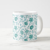 Jacobean Floral Pattern Teals op wit Grote Koffiekop (Voorkant rechts)