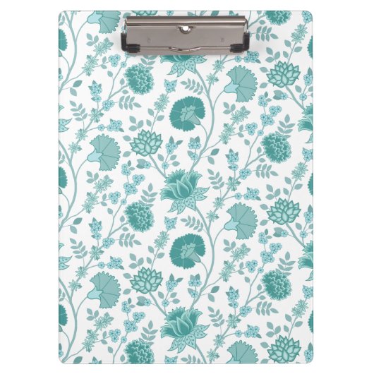 Jacobean Floral Pattern Teals op wit Klembord (Voorkant)