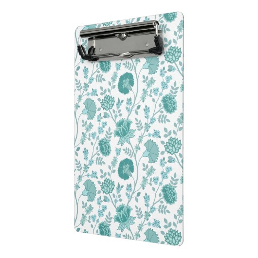 Jacobean Floral Pattern Teals op wit Mini Klembord (Angled2)