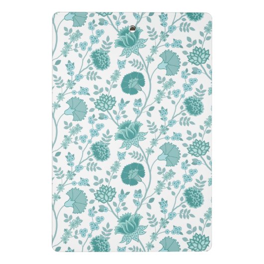 Jacobean Floral Pattern Teals op wit Mini Klembord (Achterkant)