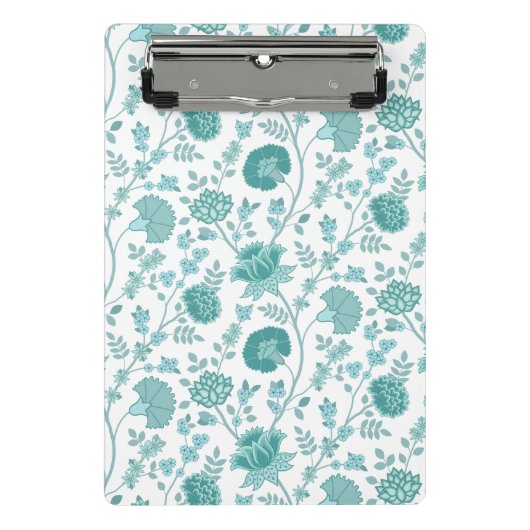 Jacobean Floral Pattern Teals op wit Mini Klembord (Voorkant)
