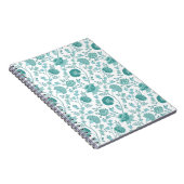 Jacobean Floral Pattern Teals op wit Notitieboek (Rechterzijde)