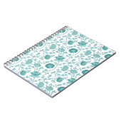 Jacobean Floral Pattern Teals op wit Notitieboek (Linkerzijde)