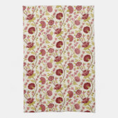 Jacobean Floral Rpt Pattern Reds Pinks Gold Cream Theedoek (Verticaal)