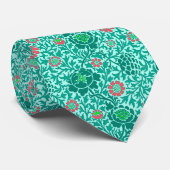Jacobean Floral, Turquoise, Aqua & Coral Stropdas (Opgerold)