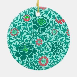 Jacobean Floral, Turquoise, Aqua en Coral Keramisch Ornament