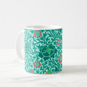 Jacobean Floral, Turquoise, Aqua en Coral Koffiemok