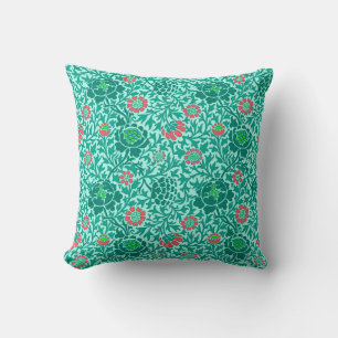 Jacobean Floral, Turquoise, Aqua en Coral Kussen