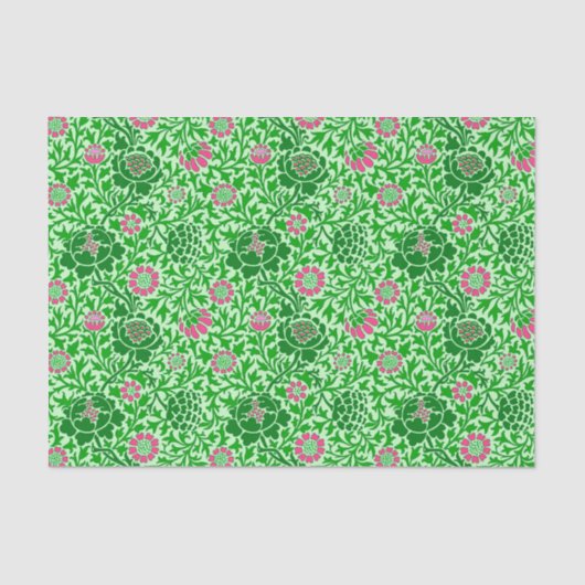 Jacobean Floral Wallpaper, Emerald en Lime Green Tissuepapier (Voorkant)