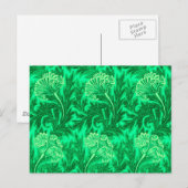 Jacobean Flower Damask, Emerald en Lime Green Briefkaart (Voorkant / Achterkant)
