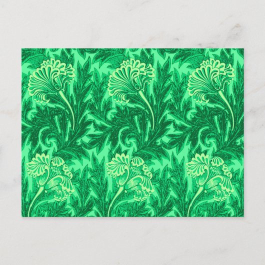 Jacobean Flower Damask, Emerald en Lime Green Briefkaart (Voorkant)