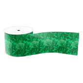 Jacobean Flower Damask, Emerald en Lime Green Grosgrain Lint (Spoel)