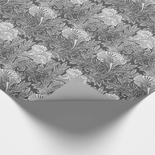 Jacobean Flower Damask, Grey/Grey en White Cadeaupapier (Hoek)