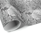 Jacobean Flower Damask, Grey/Grey en White Cadeaupapier (Rol Hoek)