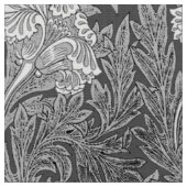 Jacobean Flower Damask, Grey/Grey en White Stof (Close Up)