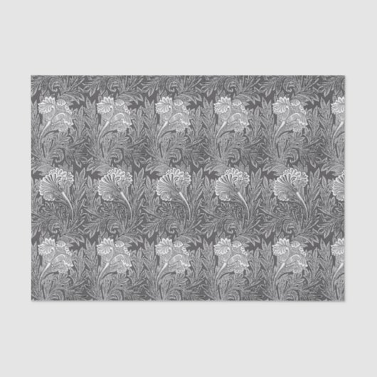 Jacobean Flower Damask, Grey/Grey en White Tissuepapier (Voorkant)