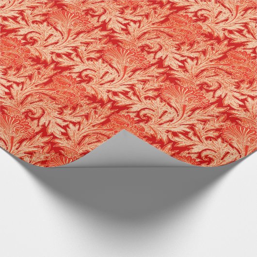Jacobean Flower Damask, Mandarin and Light Oranje Cadeaupapier (Hoek)