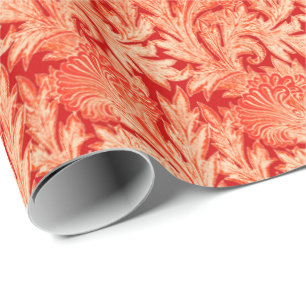 Jacobean Flower Damask, Mandarin and Light Oranje Cadeaupapier
