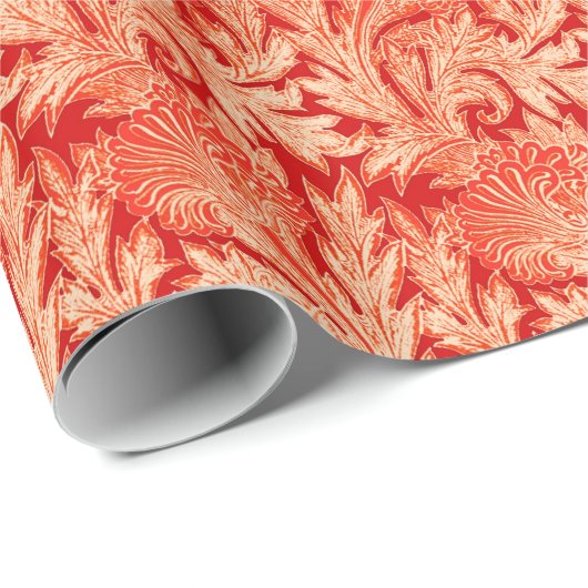 Jacobean Flower Damask, Mandarin and Light Oranje Cadeaupapier (Rol Hoek)
