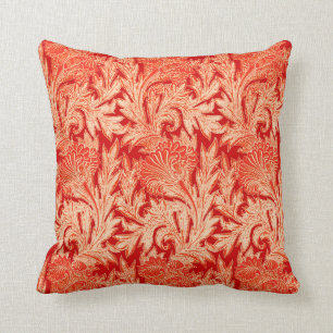 Jacobean Flower Damask, Mandarin and Light Oranje Kussen