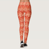 Jacobean Flower Damask, Mandarin and Light Oranje Leggings (Achterkant)