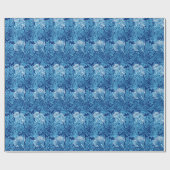 Jacobean Flower Damask, Navy, Sky Blue en White Cadeaupapier (Vlak)